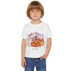 Personalized ghost and pumpkin toddler Halloween t-shirt size chart
