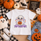 Toddler boy wearing personalized ghost Halloween t-shirt