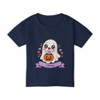 Toddler girl wearing personalized ghost Halloween t-shirt