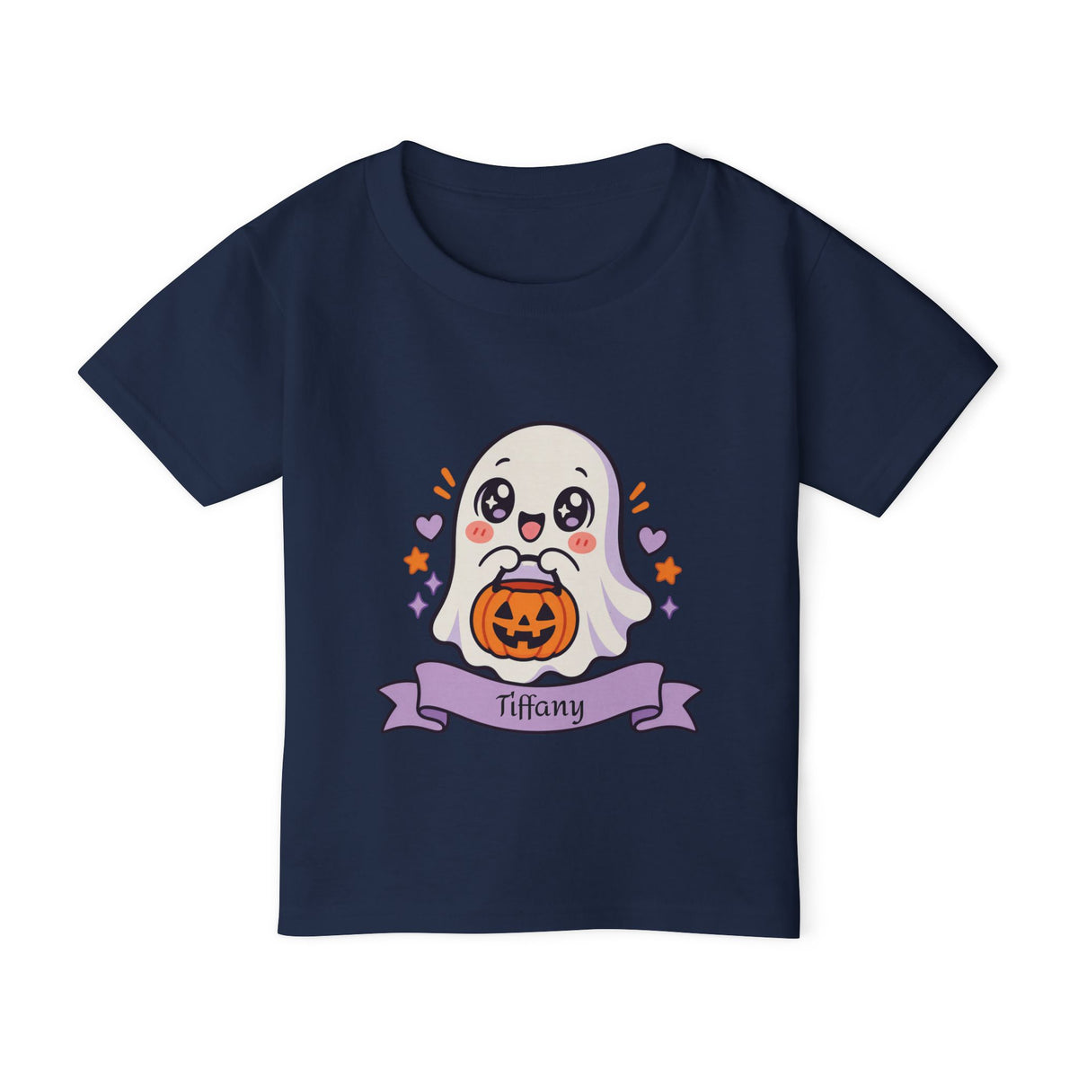 Toddler girl wearing personalized ghost Halloween t-shirt