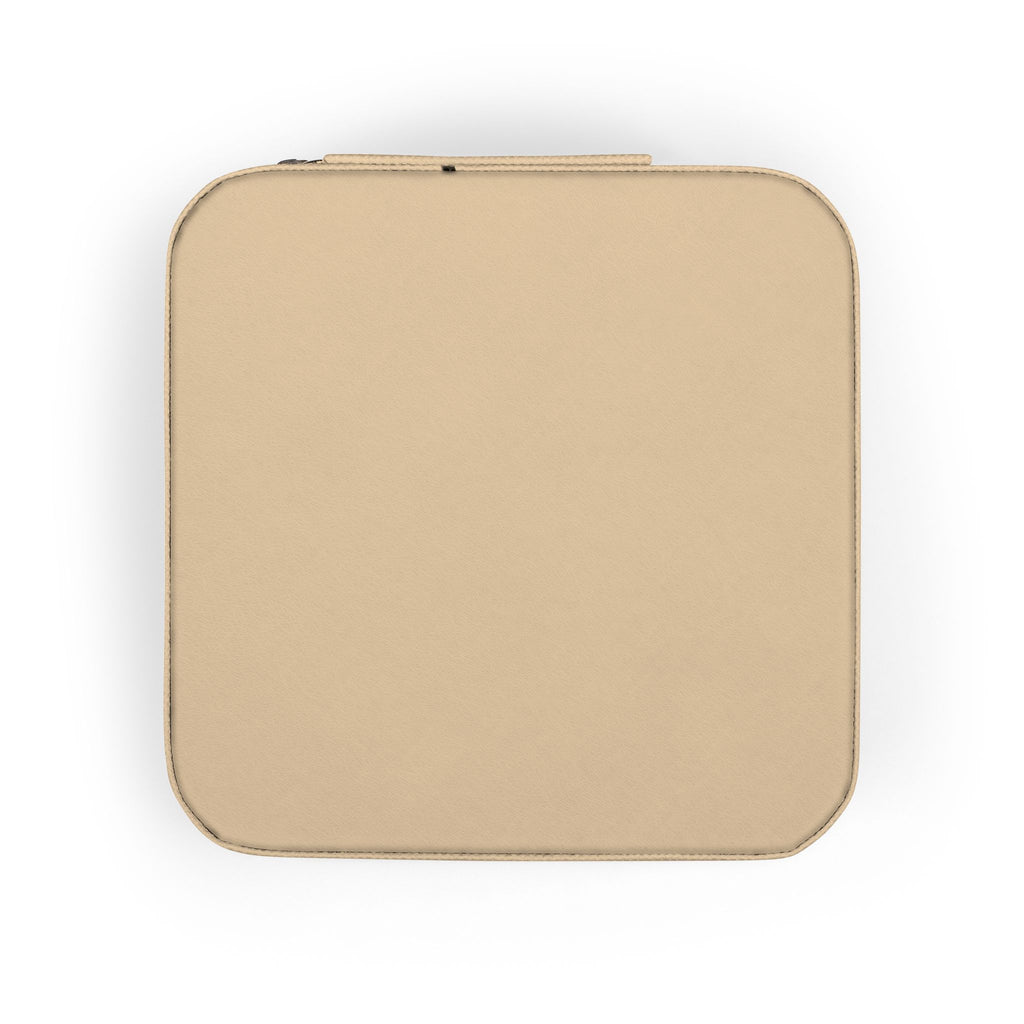 Back view of the soft gold personalized jewelry travel case, plain exterior