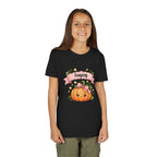 Personalized cute pumpkin Halloween kids t-shirt in black colorway