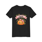 Girl wearing personalized cute pumpkin Halloween t-shirt