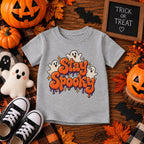 Personalized Stay Spooky toddler Halloween t-shirt in black colorway