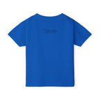 Toddler wearing personalized Stay Spooky Halloween t-shirt at a pumpkin patch