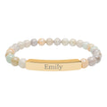 Personalized stone bracelet with amazonite beads and engraved 18K gold name plate