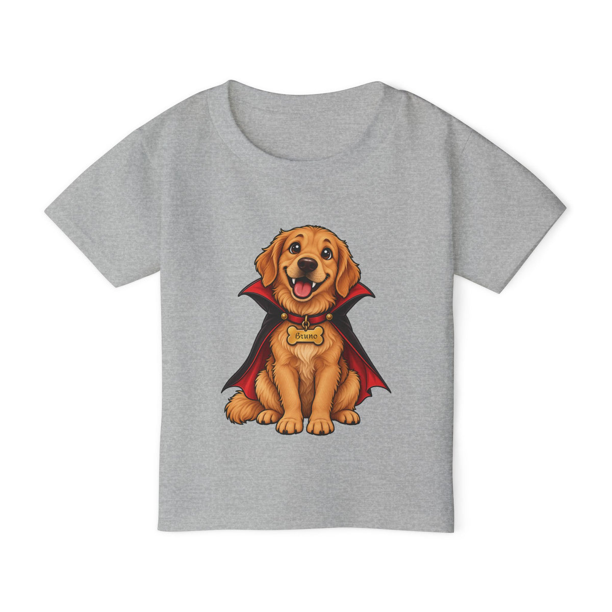 Toddler girl wearing personalized vampire puppy Halloween t-shirt