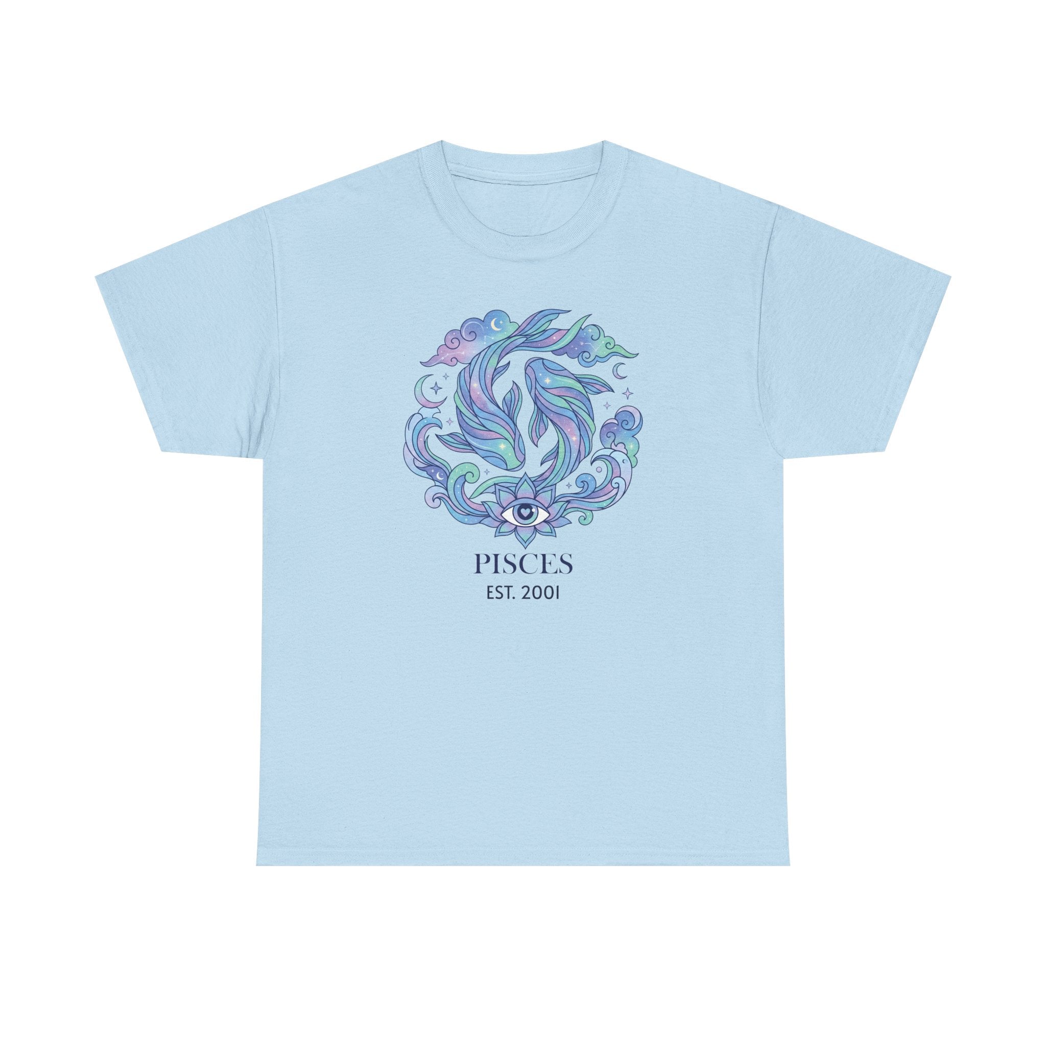 Pisces zodiac t-shirt back view, plain solid color