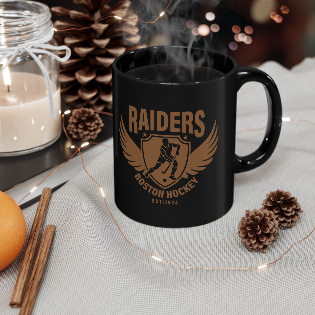 Raiders Boston Hockey black mug - cosy lifestyle photo