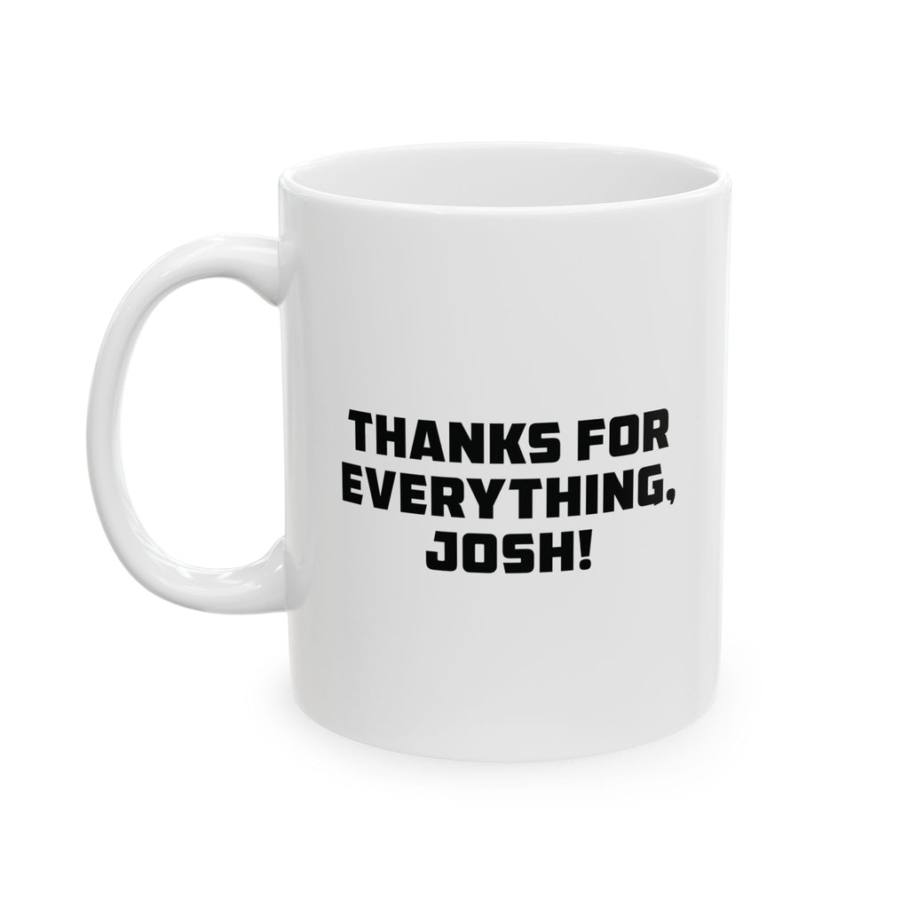 Retirement mug reverse side with personalised Thanks for Everything message