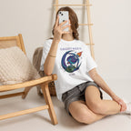 Model wearing personalized Sagittarius zodiac t-shirt, front view