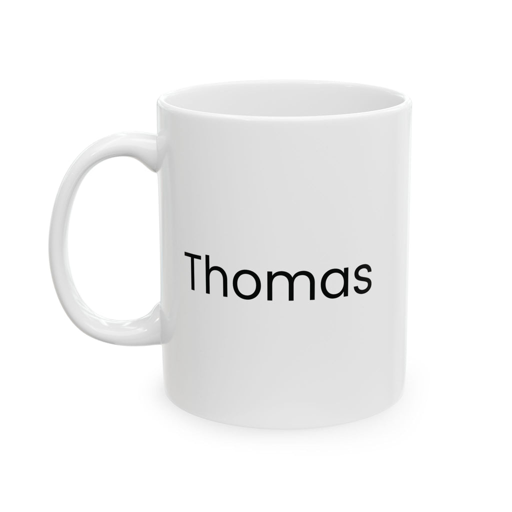 Coffee Goes in Sarcasm Goes Out mug - custom name side view