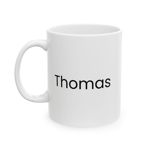 Coffee Goes in Sarcasm Goes Out mug - custom name side view