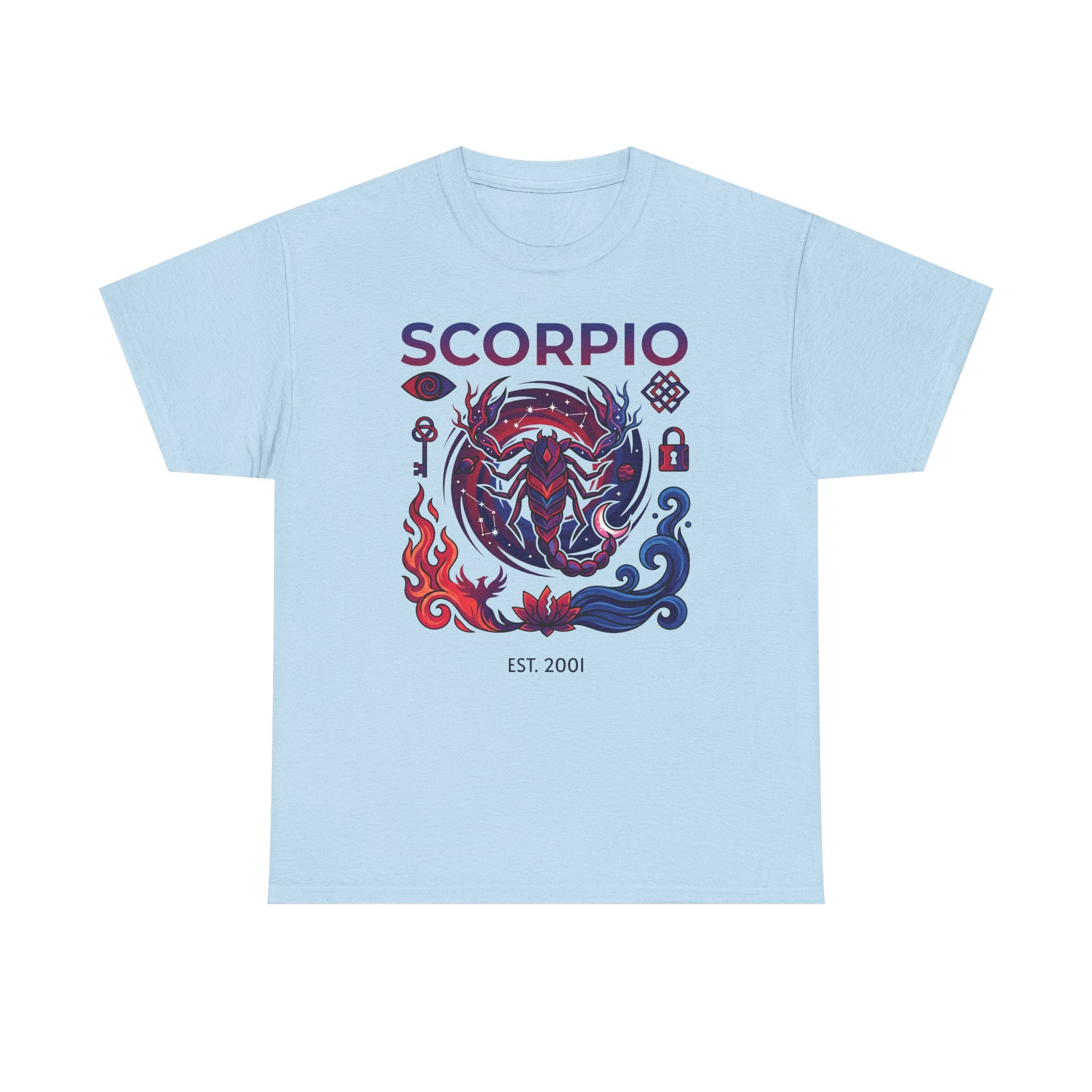 Scorpio zodiac t-shirt back view, plain solid color