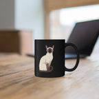 Close-up of Siamese cat sitting portrait on personalised black ceramic mug