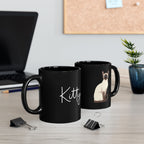 Personalised Siamese cat portrait black mug on desk - lifestyle photo