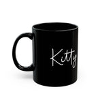 Siamese cat portrait black mug - custom name side view