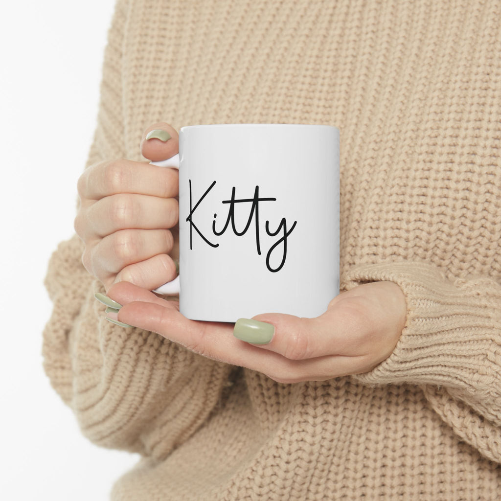 Close-up of Siamese cat portrait illustration on personalised ceramic mug
