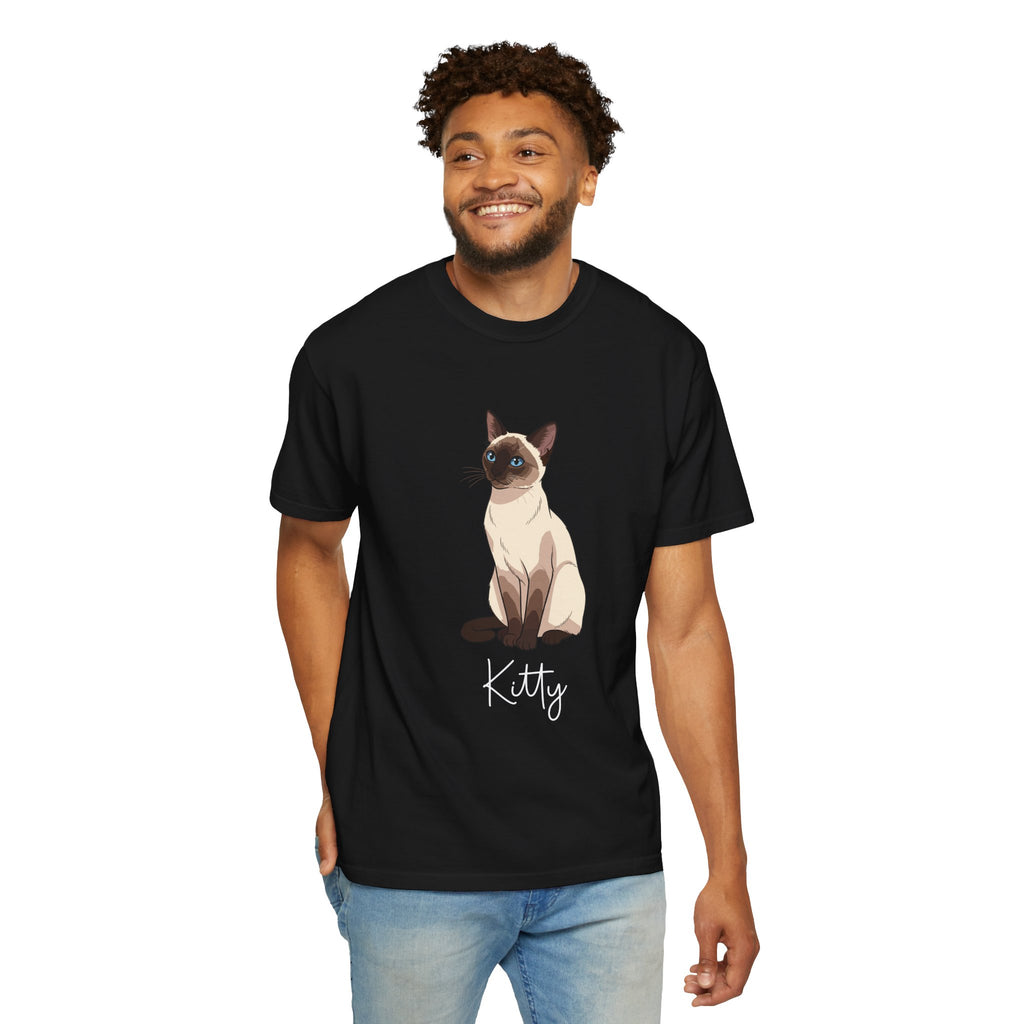 Siamese cat custom name T-shirt size chart