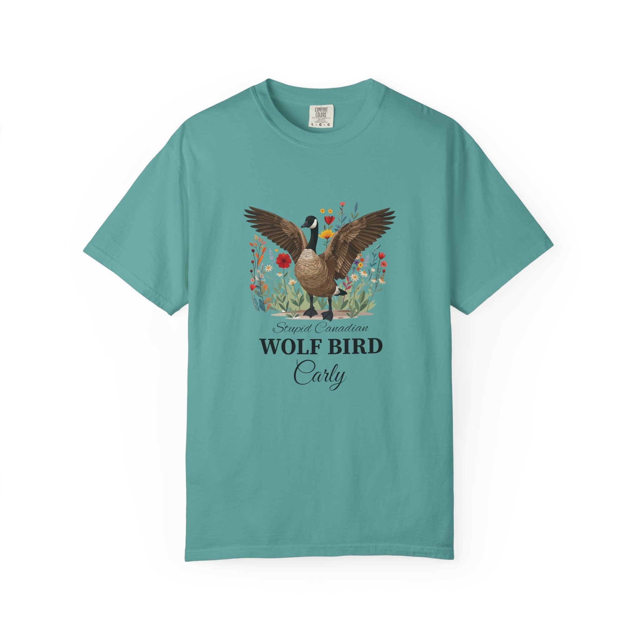 Stupid Canadian Wolf Bird T-shirt - chambray colour front view