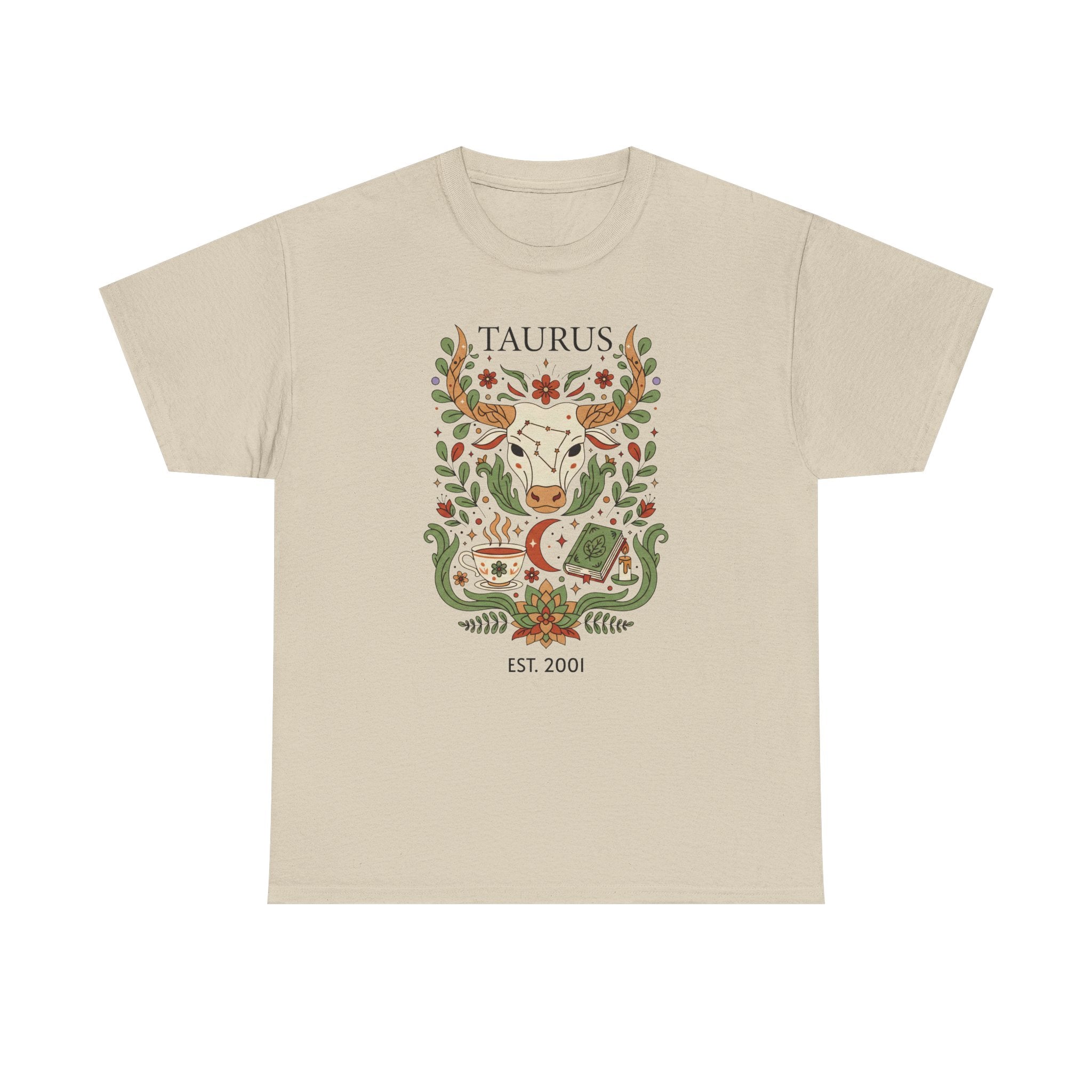 Taurus zodiac t-shirt folded flat showing fabric texture