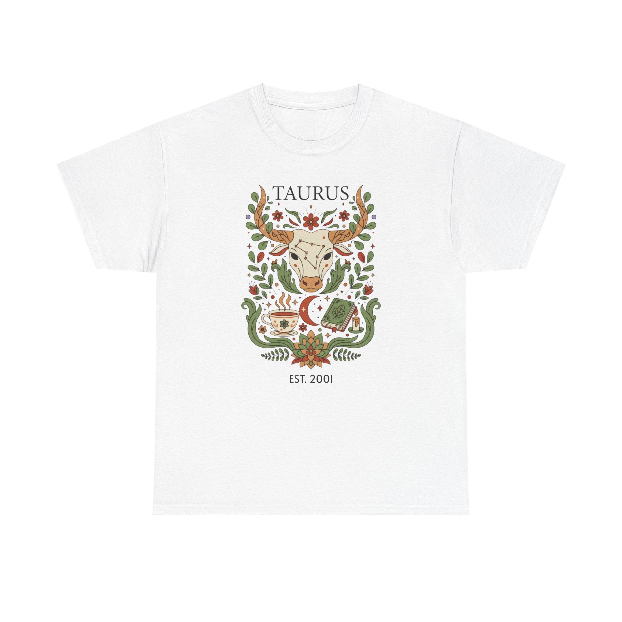 Personalized Taurus zodiac t-shirt with custom EST. year - main front design