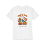 Trick or Treat kawaii pumpkin kids Halloween t-shirt, front flat lay