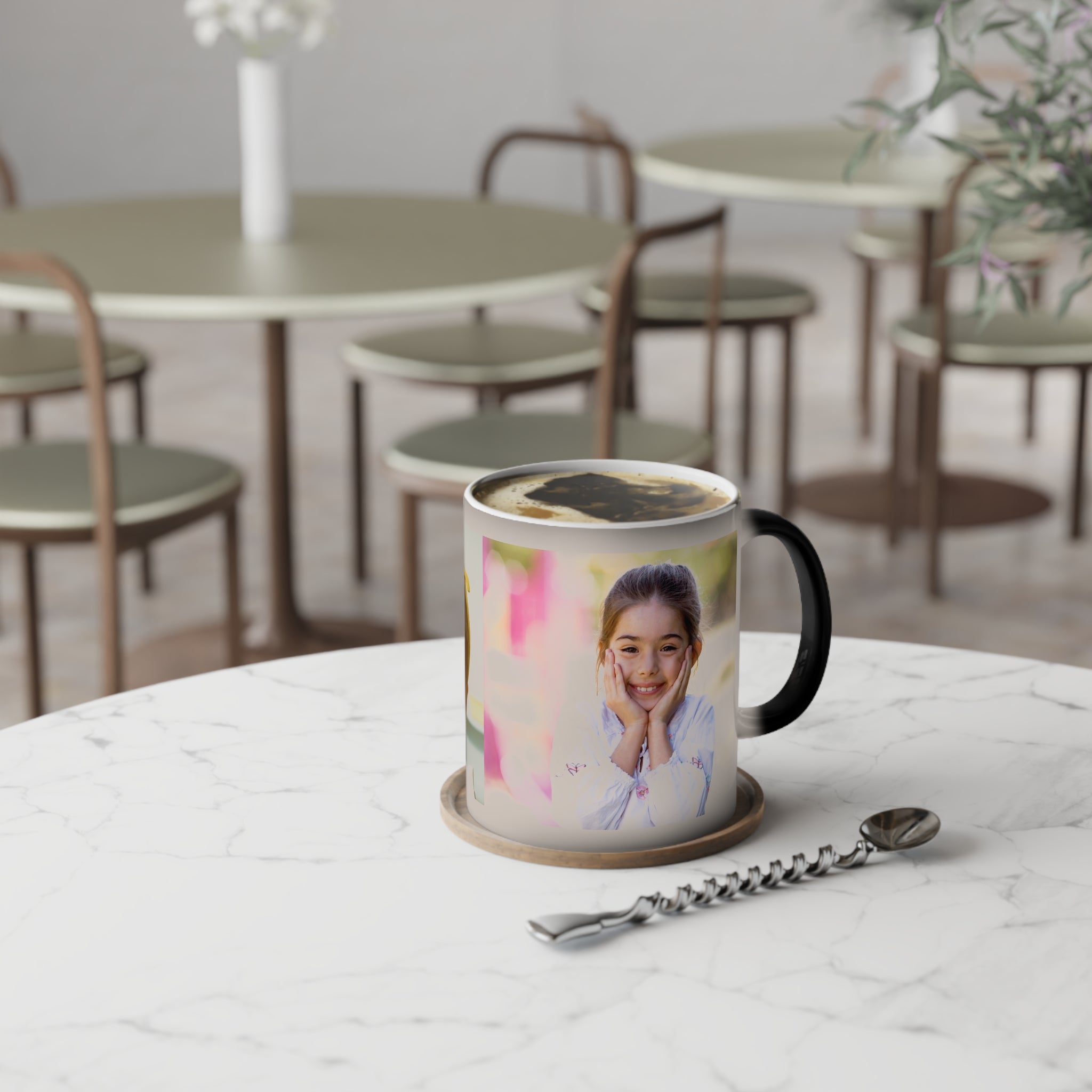 Personalised two-photo colour-changing mug size and detail view - 11oz ceramic