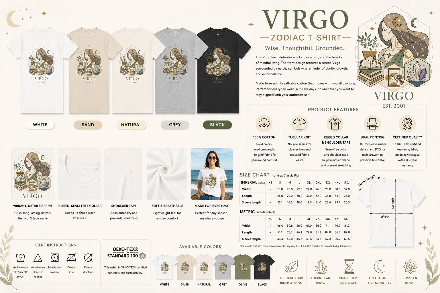 Additional lifestyle shot of personalized Virgo zodiac t-shirt