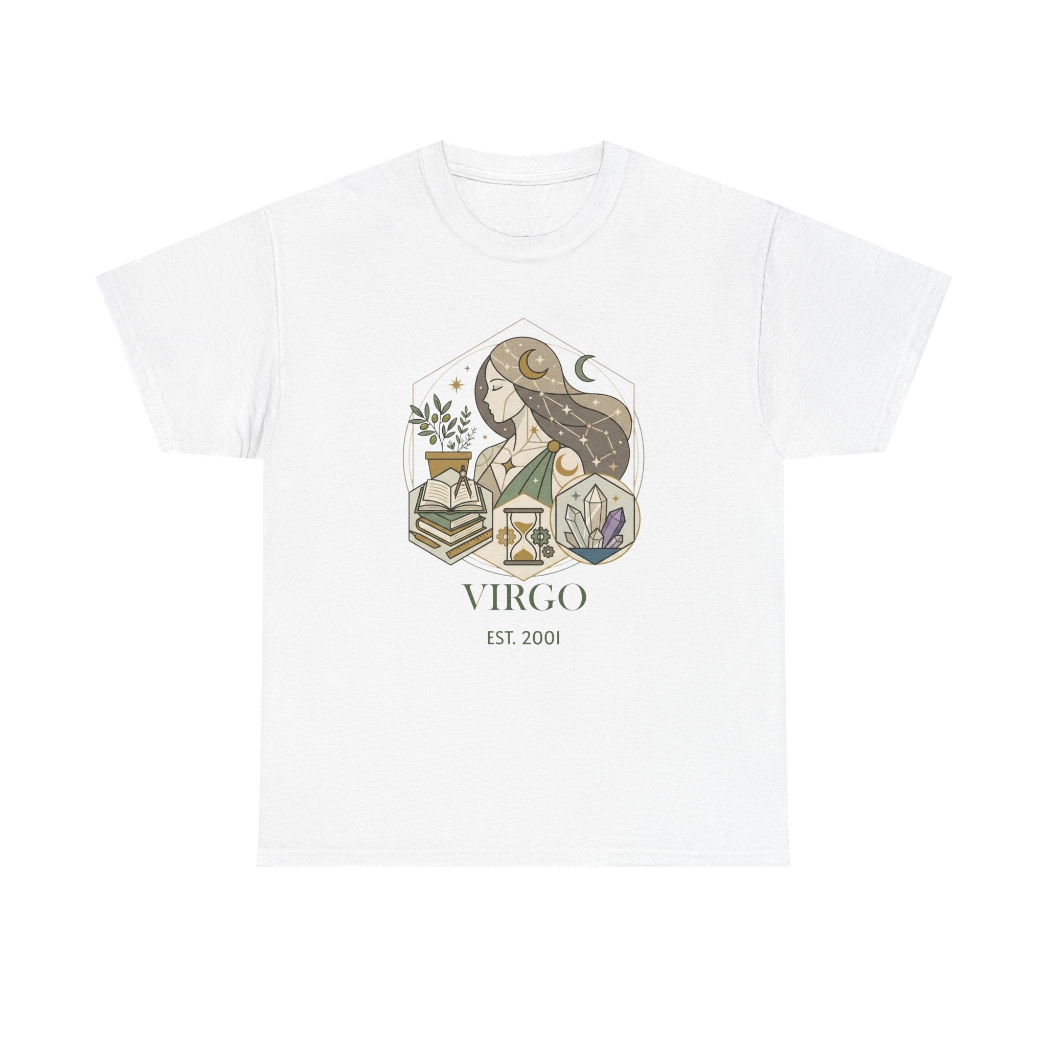 Personalized Virgo zodiac t-shirt with custom EST. year - main front design